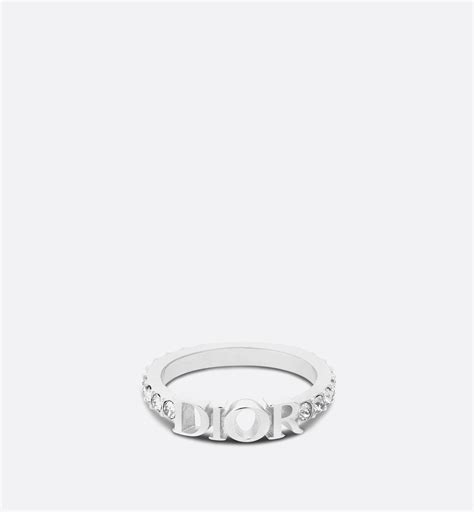 dior evolution ring with white crystals|dio r evolution ring silver.